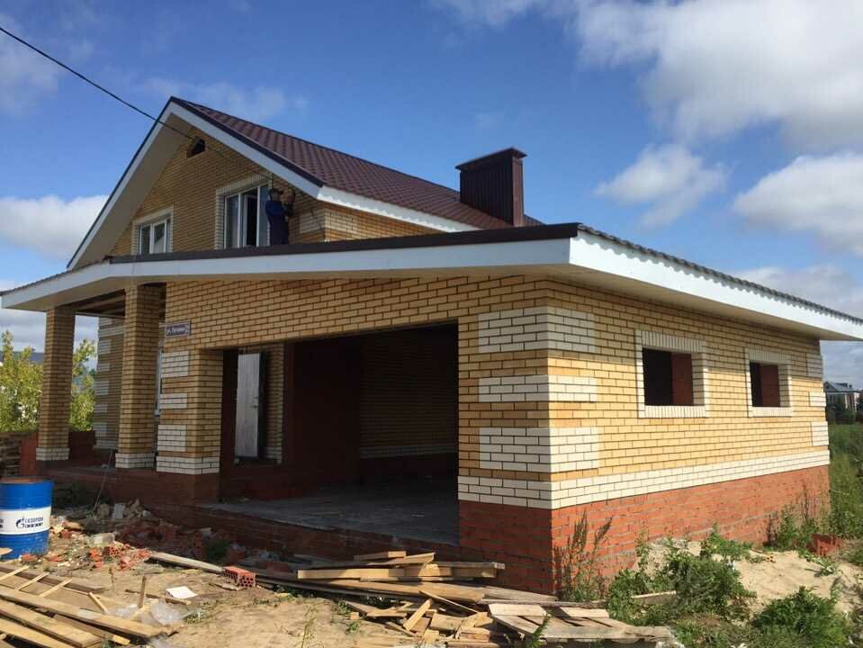 дом в чебоксарах, кирпичный дом с гаражом, кирпичные дома, строительство частного дома, дом из кирпича