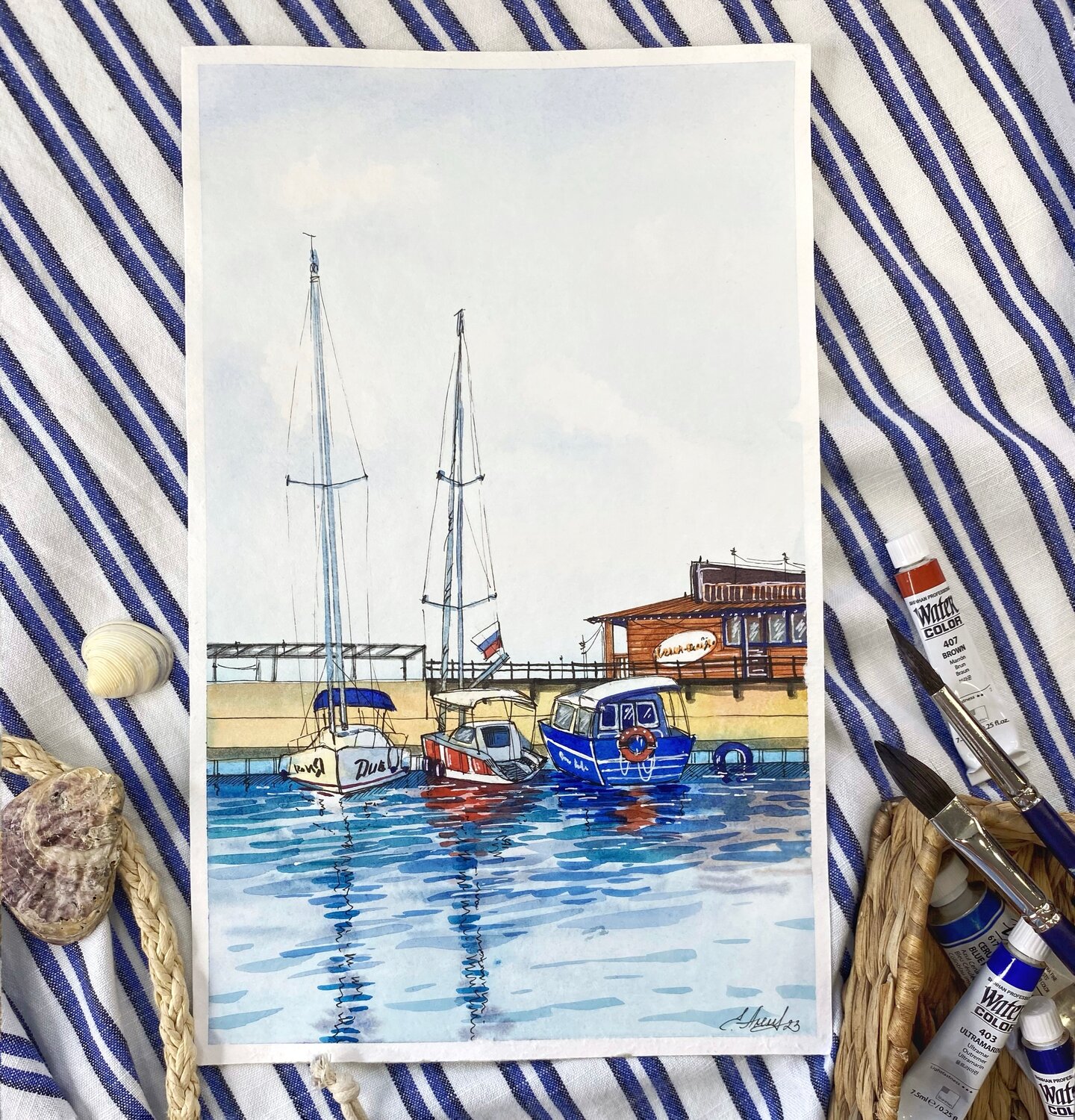 акварель, картина морской пейзаж, картины, морской пейзаж акварелью, пейзаж картина