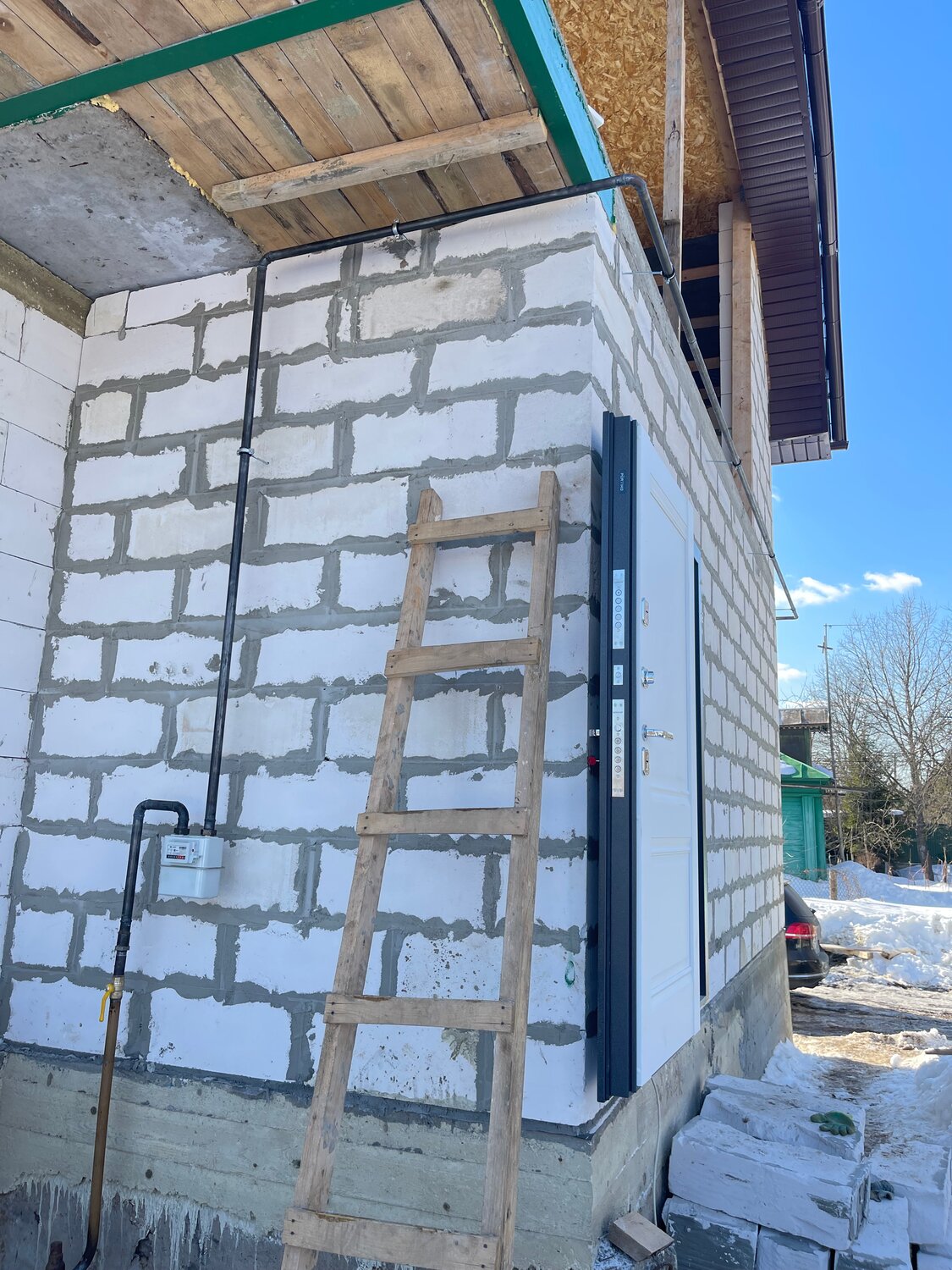 пристройка из пеноблоков, дом газобетон фон, дом из газоблока, дом из пеноблоков, дом из газобетона