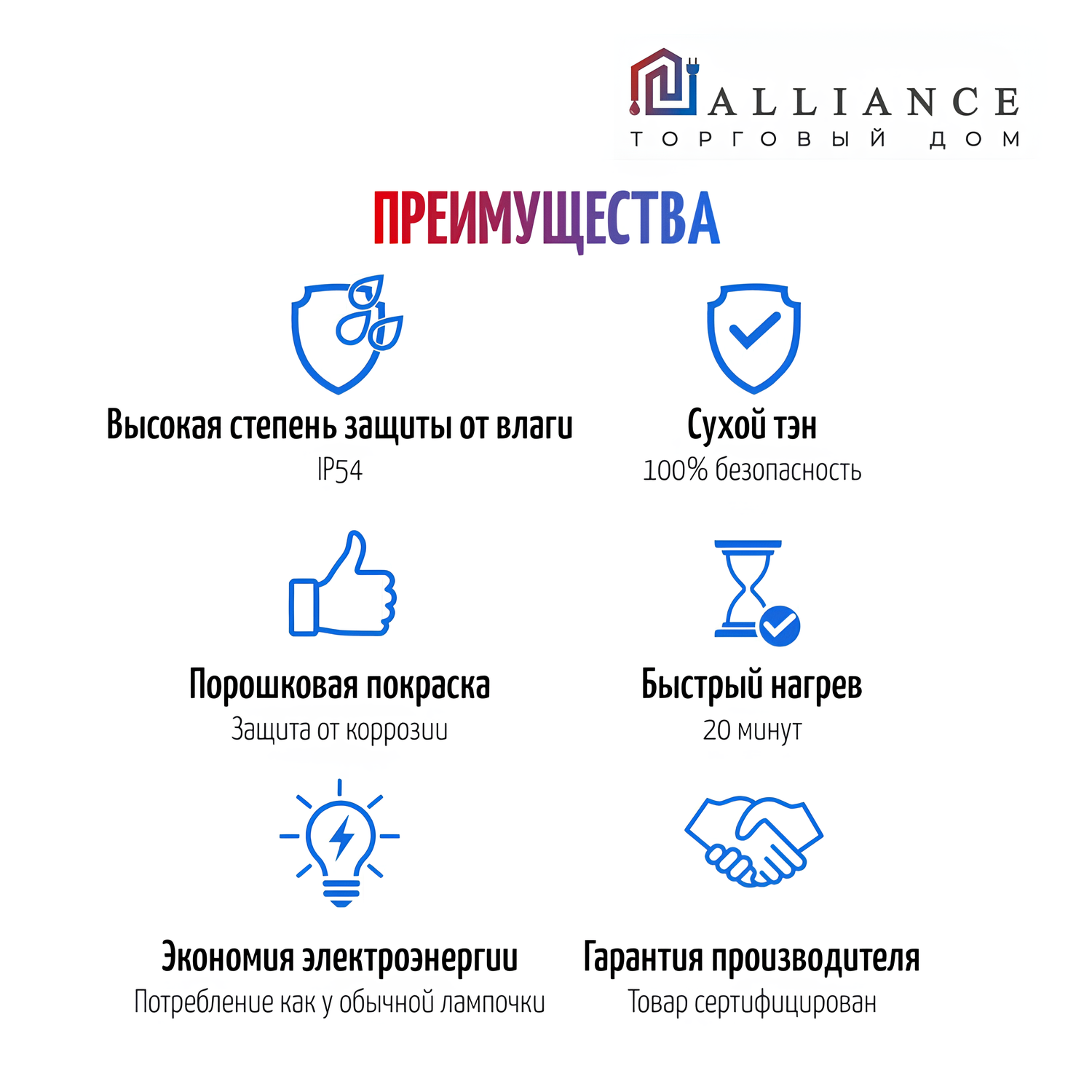 гарантии, преимущества товара, преимущества работы, преимущества компании, преимущества