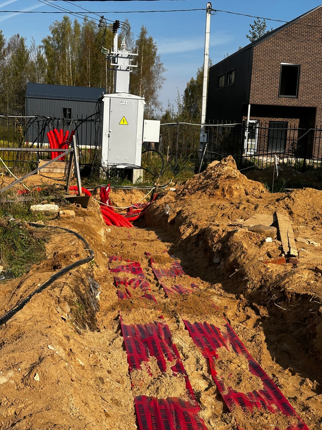 участка, газификация частного дома, наружные сети электроснабжения, строительства, укладка кабеля