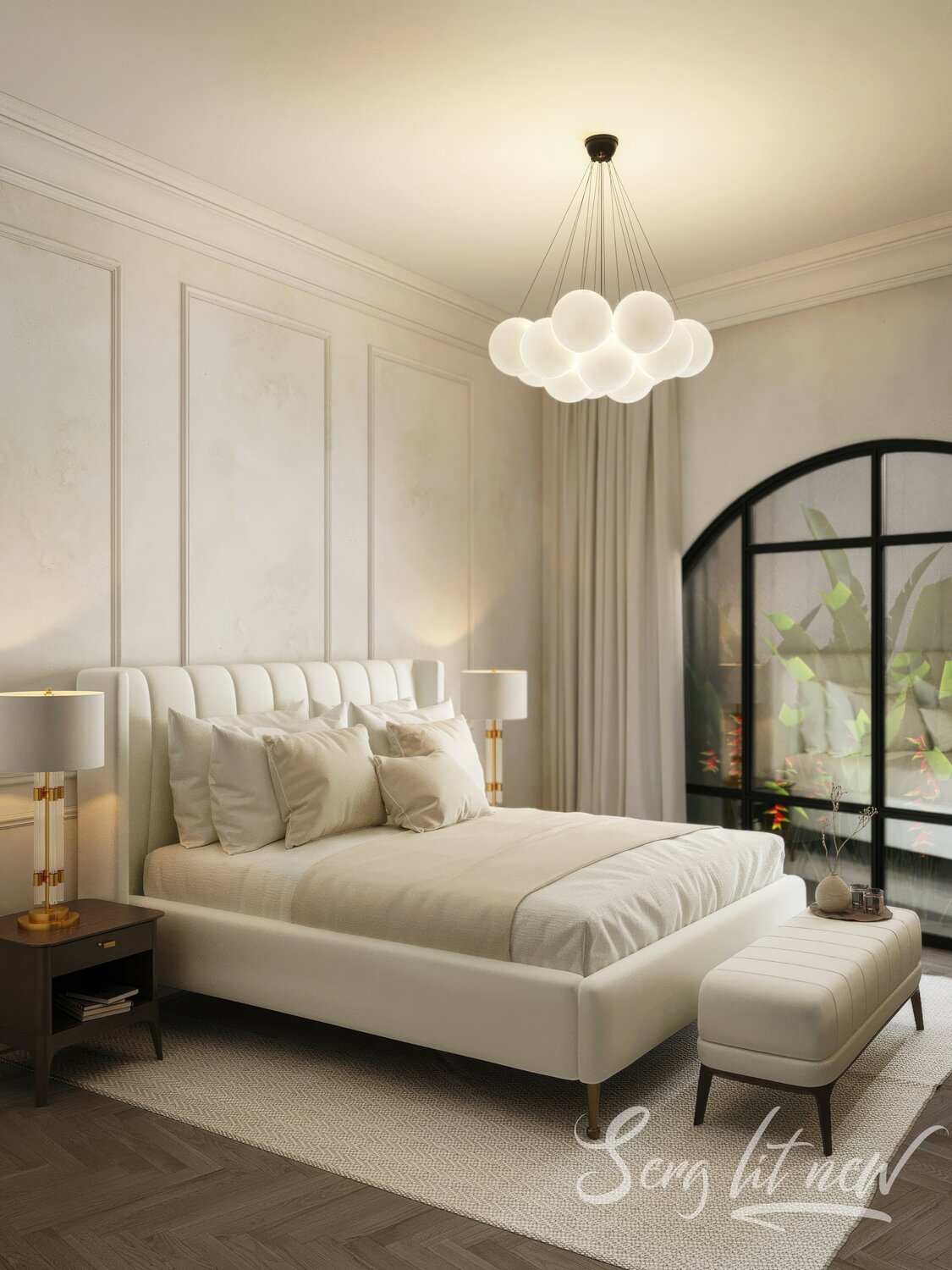 классический интерьер спальни, спальня в стиле неоклассика, спальня дизайн, интерьер дизайн спальни, спальня в стиле современная классика