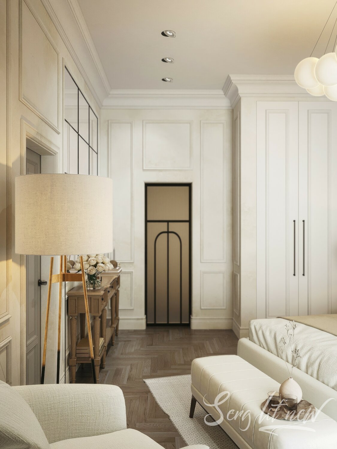 спальня в стиле неоклассика, спальня неоклассика, линкруста в интерьере гостиной в стиле неоклассика, неоклассика линия интерьер 4к, современная классика дизайн