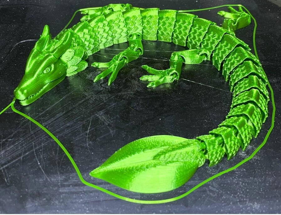 дракон на 3д принтере, геккон зеленый, игрушка дракончик, дракон из 3d принтера, дракон зеленый