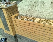 забор из кирпича, кладка забора из кирпича, кладка кирпичных столбов, армирование кладки облицовочного кирпича, облицовочный кирпич кладка