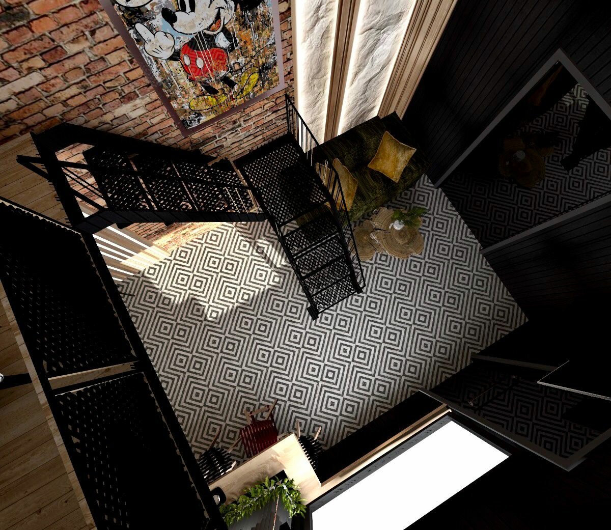 хайфлэт лофт, the sims 4: лофт, лофт студио, дом дизайн интерьер, дизайн интерьер