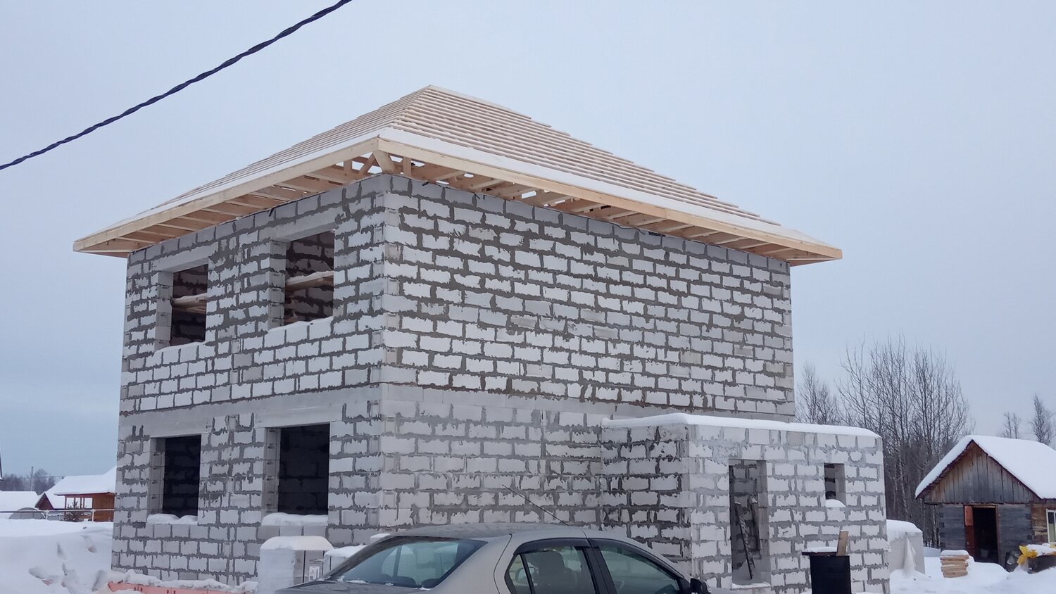 пристройка гаража к дому из газобетона, дом из газобетона, дом ytong газобетонный, дом из газосиликатных блоков, дома из газобетона