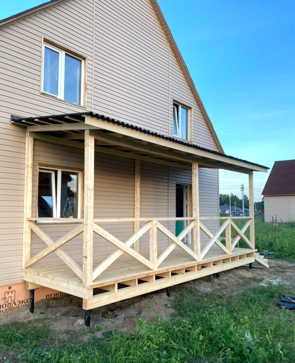 каркасный дом 6х6 с террасой, дом 6 х 6 с террасой, каркасный дом 6 х 8, угловая веранда к дому, веранда терраса