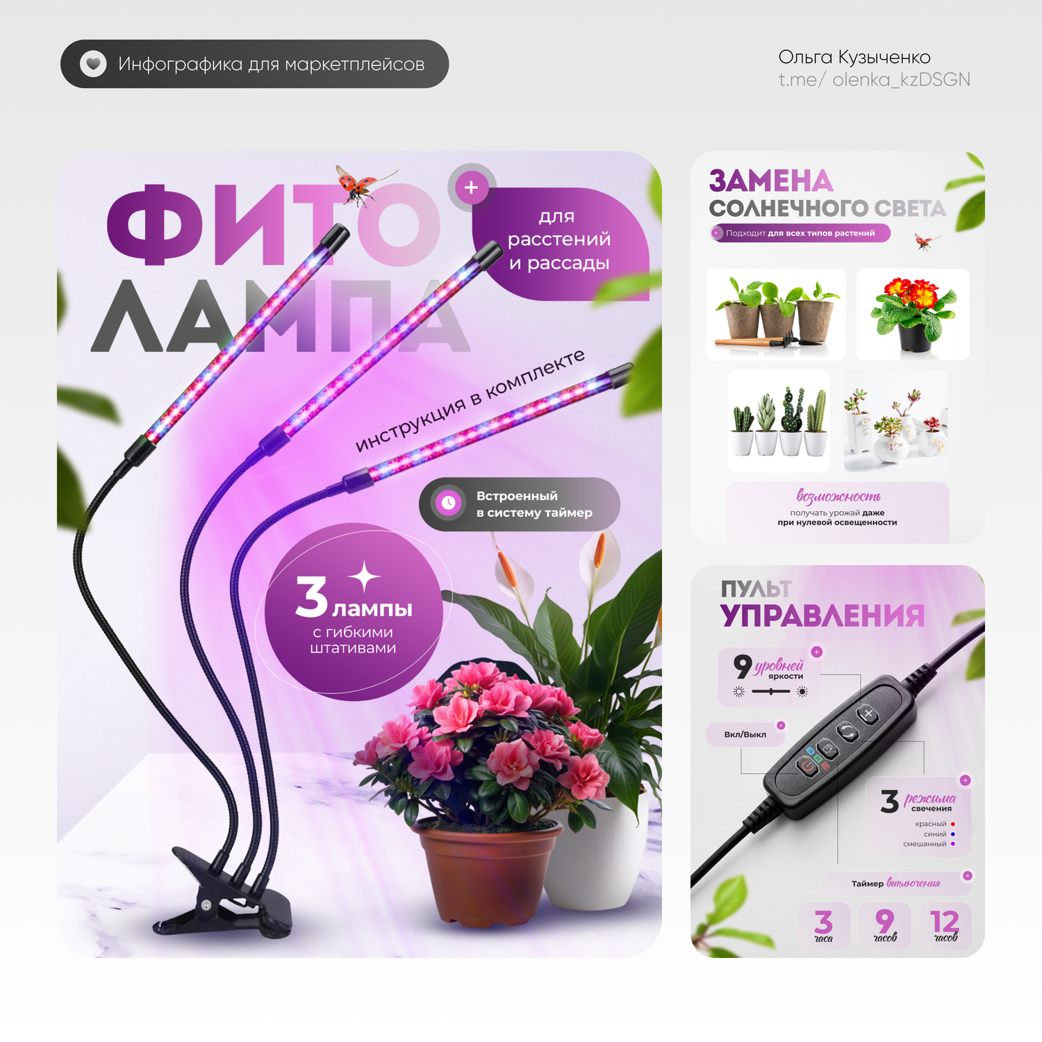 фитолампа для растений полного спектра, фитолампа, фитолампа для растений, фитолампа светодиодная для растений uniel, лампа для рассады фитосвет