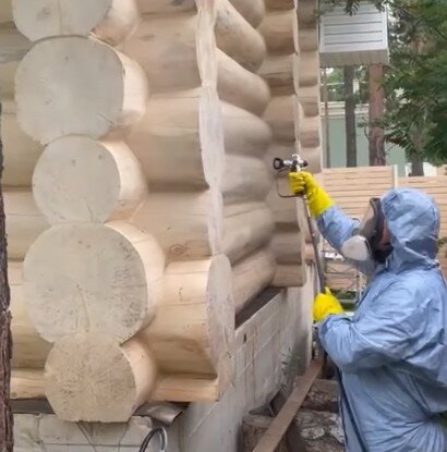 шлифовка сруба, шлифовка сруба пескоструем, пескоструйная шлифовка сруба, шлифовка бревна пескоструем, шлифовка бревна