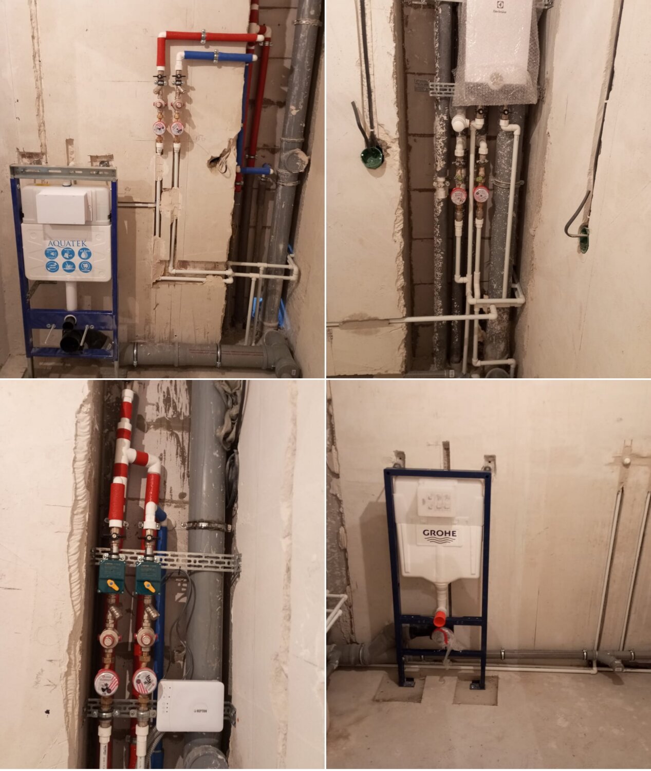 разводка сантехники, монтаж инсталляции, инсталляция grohe вид сзади, крепление инсталляции сбоку, инсталляция подключение