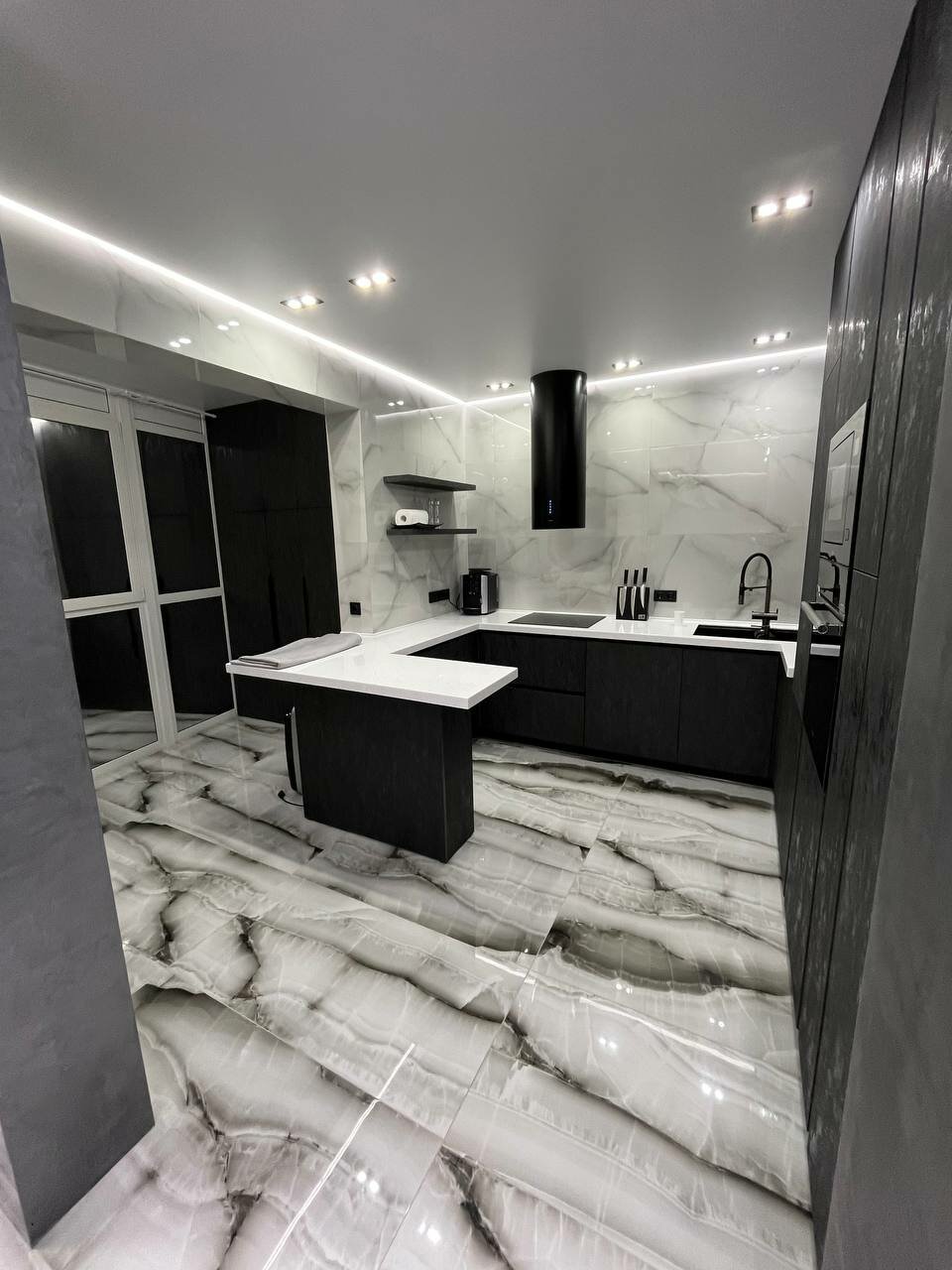 смарт кварц marquina, современные дизайн кухни, дизайн кухни в современном стиле, квартир, интерьер кухни