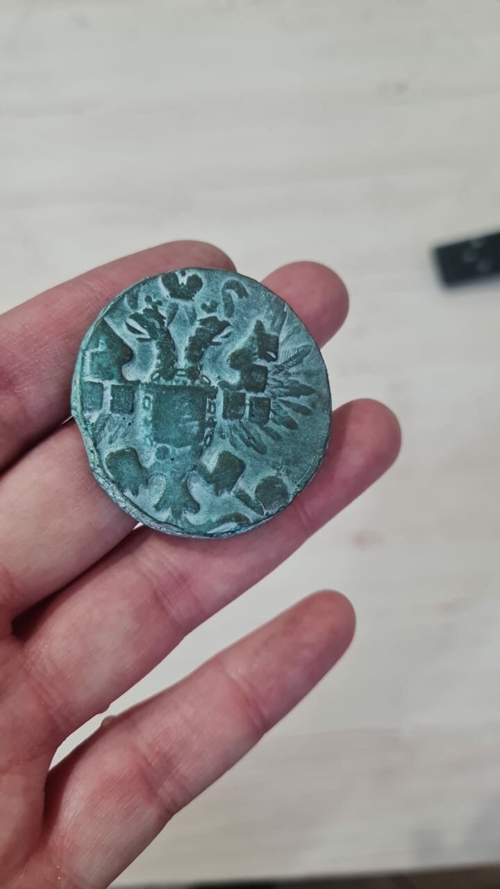 солид яна казимира 1652, старинная монета, патина на медных монетах, монеты вкл, нумизматика монеты