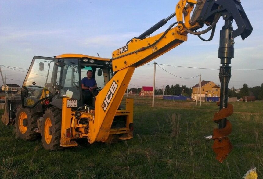 ямобур на экскаватор, ямобур jcb 3cx, гидробур на экскаватор, ямобур, гидробур на jcb 3cx