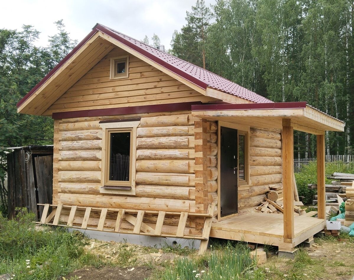 сруб бани 3х6, баня сруб, баня 3х4 оцилиндрованного бревна, баня из сруба в лапу, сруб бани из бревна