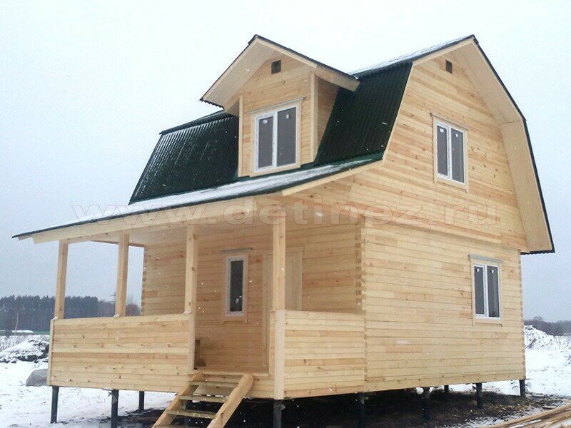 дома из бруса, каркасный дом 6х6 с мансардой и террасой, дом из бруса с мансардой, дома из бруса под ключ, дома из профилированного бруса