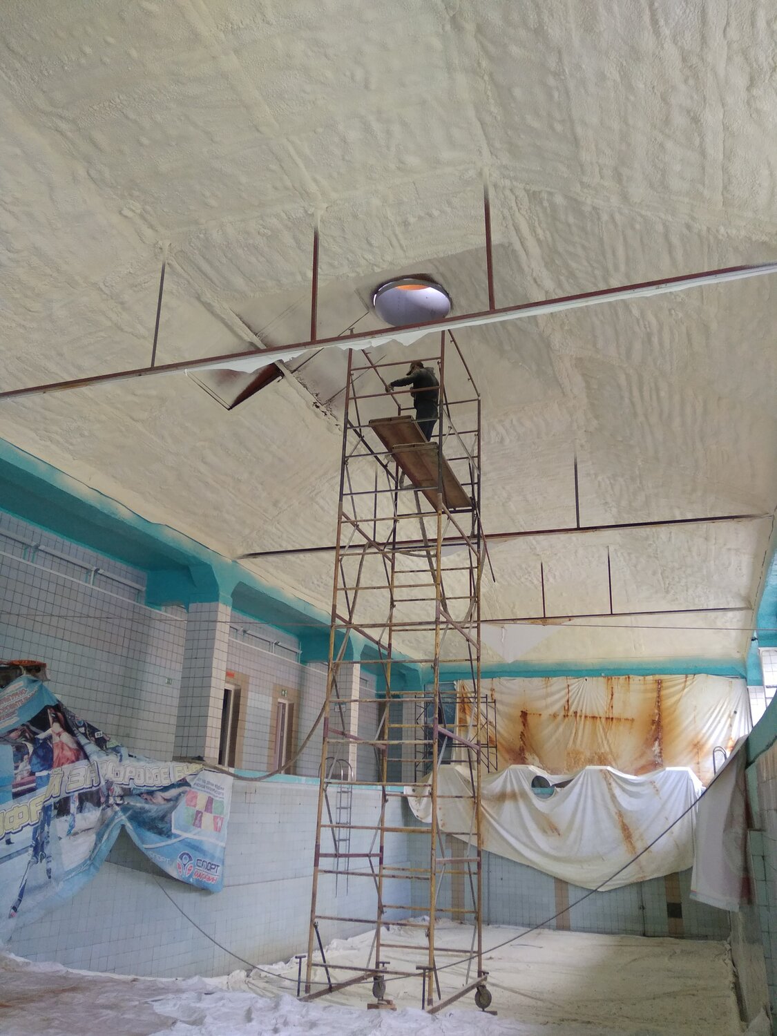 строительный, строительство, спортивный зал, зала, потолок