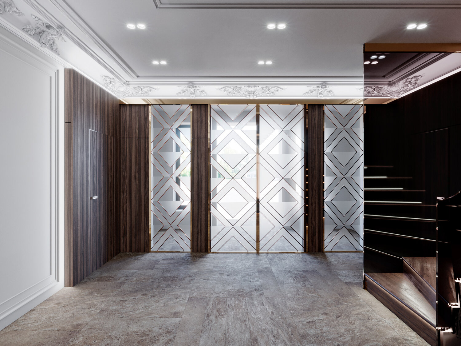 холл неоклассика, шкаф в прихожую в стиле ар деко, красивые шкафы купе в прихожую в стиле неоклассика, жк лайф кутузовский входная группа, входные группы жк кутузов град 2