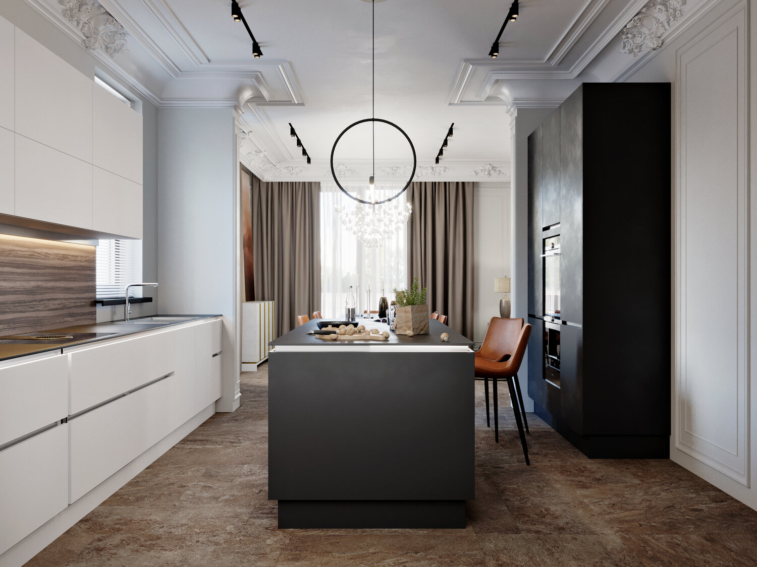 шикарная кухня в стиле минимализм, дизайн интерьера, кухня в стиле американской классики, дизайн кухни, дизайн квартир