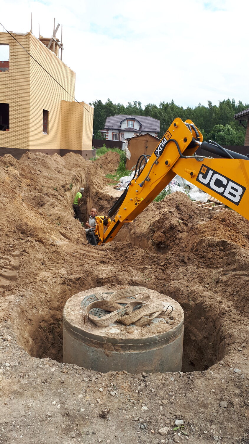 jcb копка котлована, копка котлована, копка траншеи, монтаж септика, установка септика
