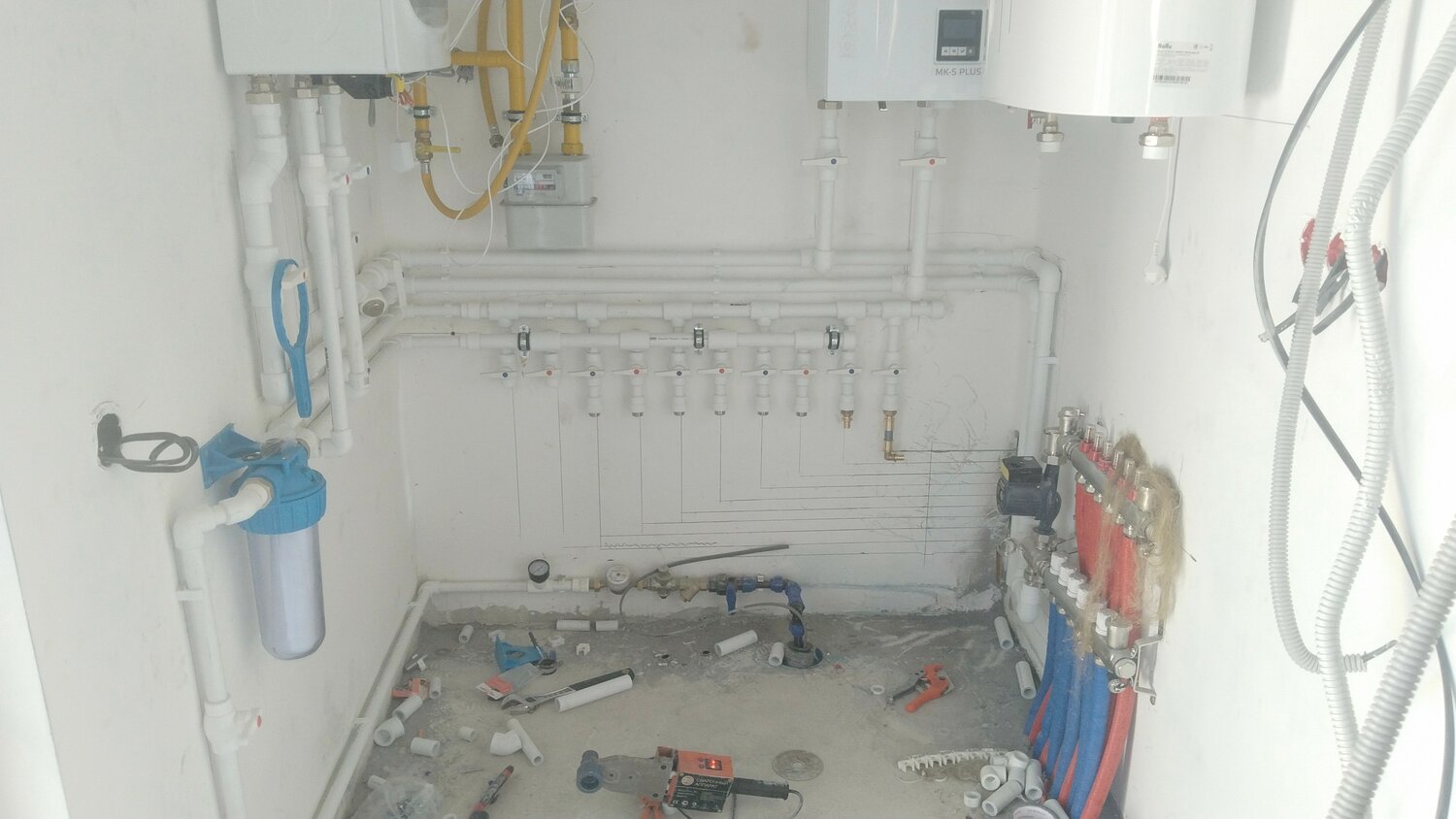 отопление и водоснабжение, обвязка котла бакси 32 трубой полипропилен, разводка в котельной, обвязка котла отопления в частном доме, разводка отопления