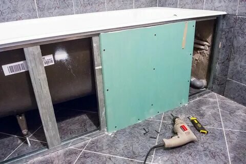 Устройство экрана из кирпича под ванну