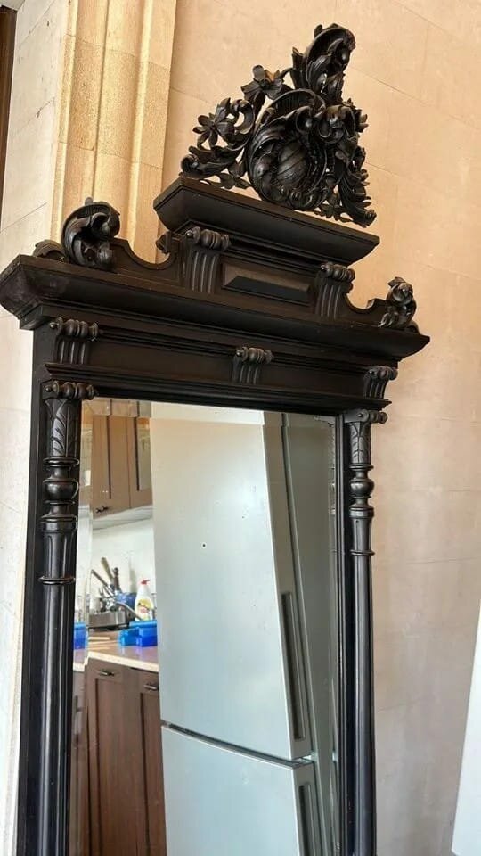 зеркало антикварное в стиле ренессанс, старинное зеркало, старинное зеркало в деревянной раме, зеркало антикварное напольное, старинное трюмо с зеркалом