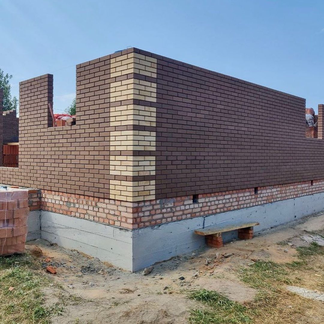 кладка облицовочного кирпича, кладка кирпич, фасад из облицовочного кирпича, дома из кирпича, кирпич дом