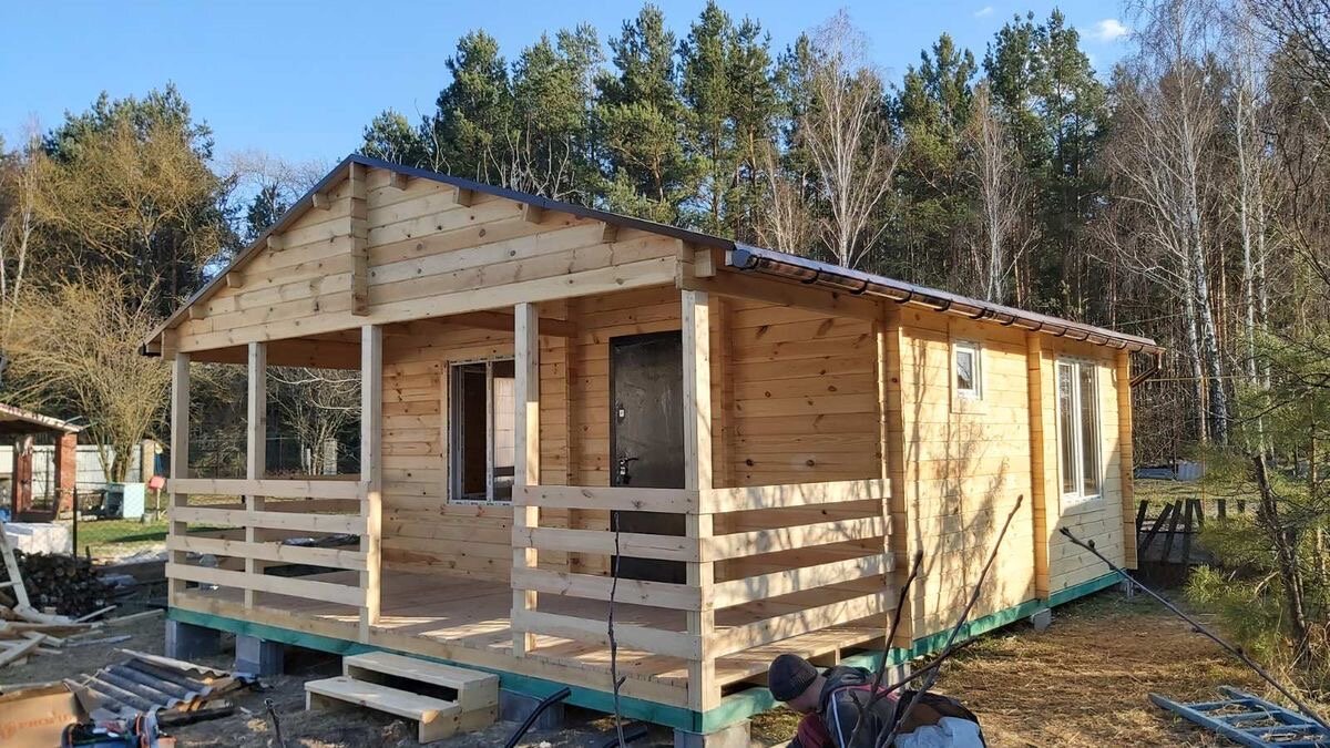 садовый домик-бытовка 6х4, каркасная баня 6на 5 с верандой, домик бытовка, бытовка дачная, бытовка дачная с верандой
