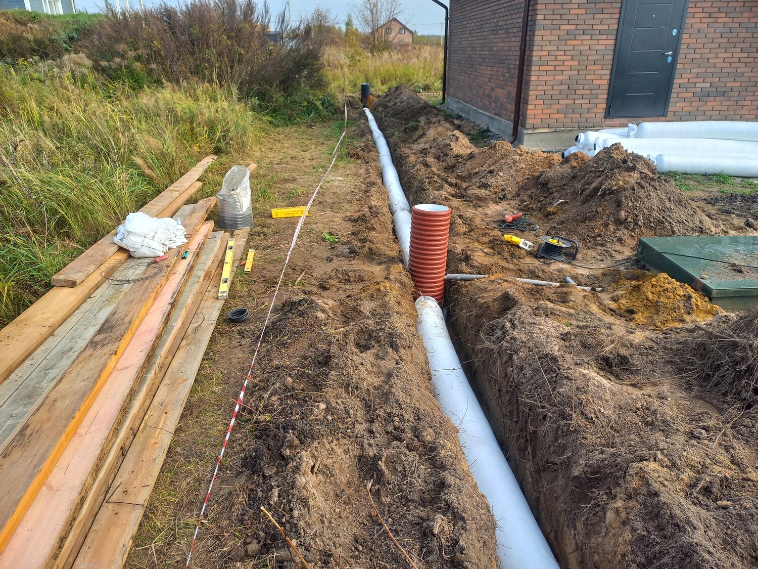 труба дренажная софтрок 110, дренажная труба, дренажные трубы для отвода грунтовых вод, дренаж участка, дренажная система софтрок