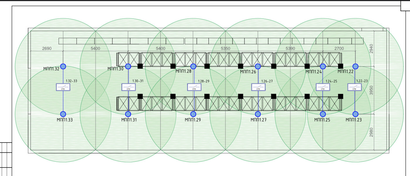 расположение пожарных извещателей сп 484, расстановка дымовых извещателей по сп 484, расстановка пожарных извещателей по сп 484, схема, расстановка тепловых извещателей по новому сп 484
