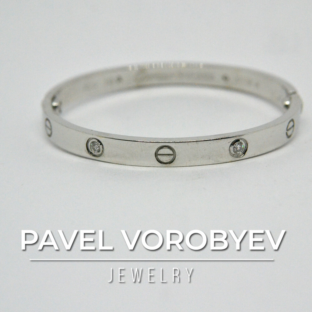 браслет картье белое золото, cartier браслет 750 16 6688, браслет cartier ip6688, картье лав белое золото, браслет картье 750 ip8687