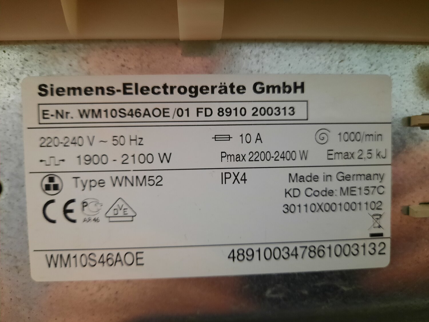 стиральная машина siemens wm 14s44, siemens electrogerate gmbh стиральная машина, bosch was24741oe, паспорт siemens-electrogerate gmbh, шильдик сма бош maxx 5