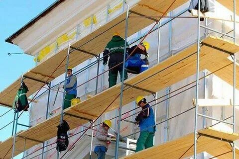 фасадные работы, леса строительная, ремонт фасада, капремонт, ремонт фасада здания