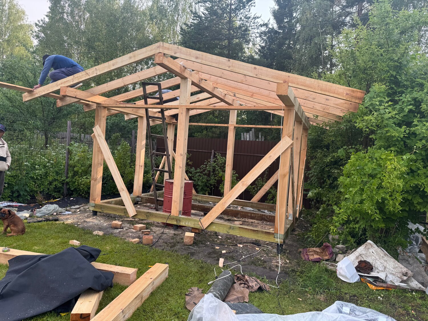 каркас беседки из бруса 100х100 с односкатной крышей, каркас сарая из бруса, беседка, каркас для беседки, строительство беседки