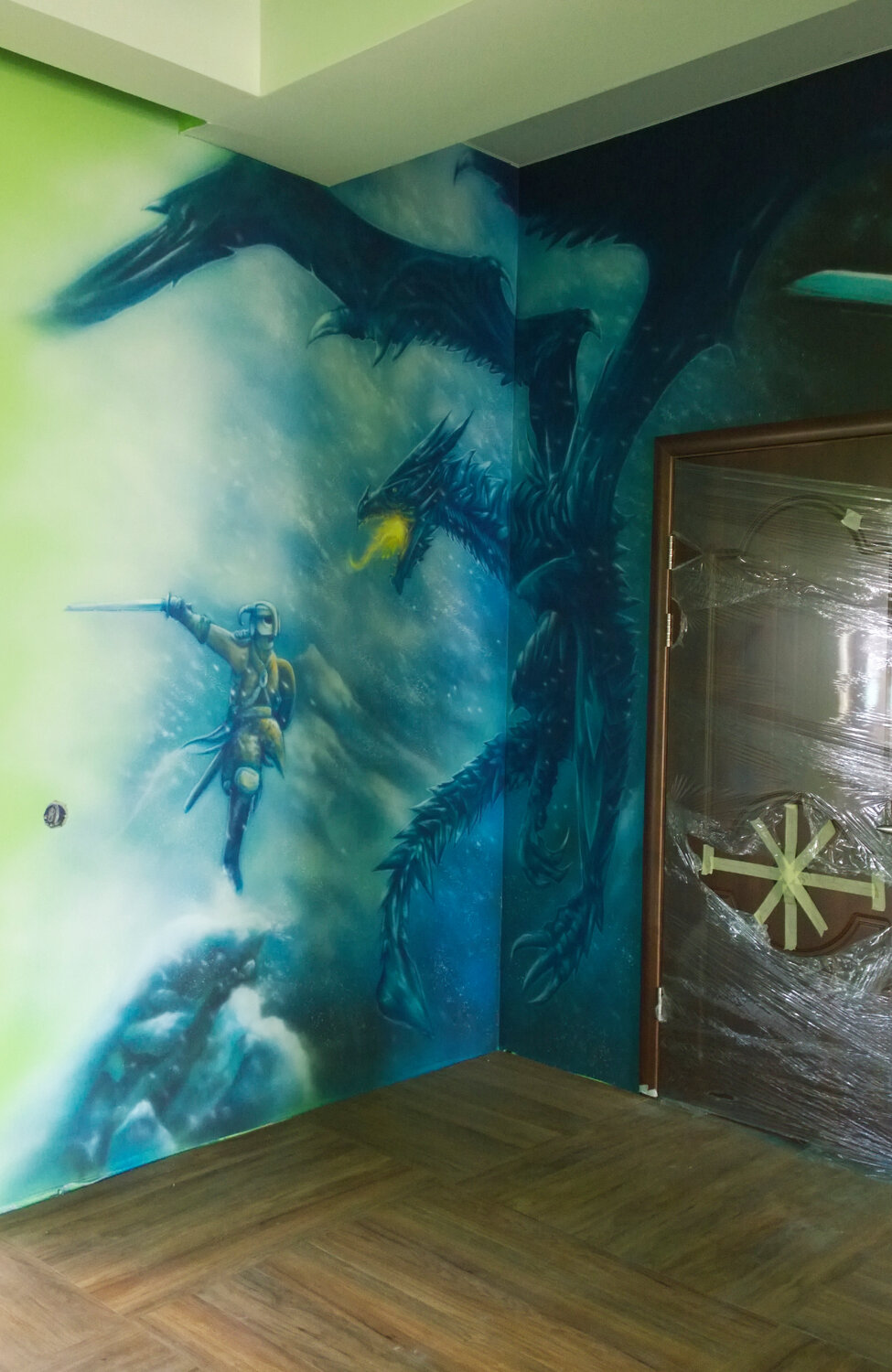 картина, аэрография на стенах, роспись стен в стиле фэнтези, настенная живопись, масляная живопись