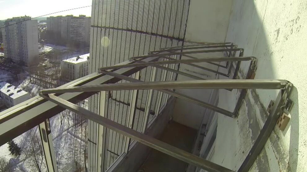 каркас крыши на балкон, крыша на балкон, крыша на 6 метровую лоджию, самонесущая крыша на лоджию, уголки для крыши балкона
