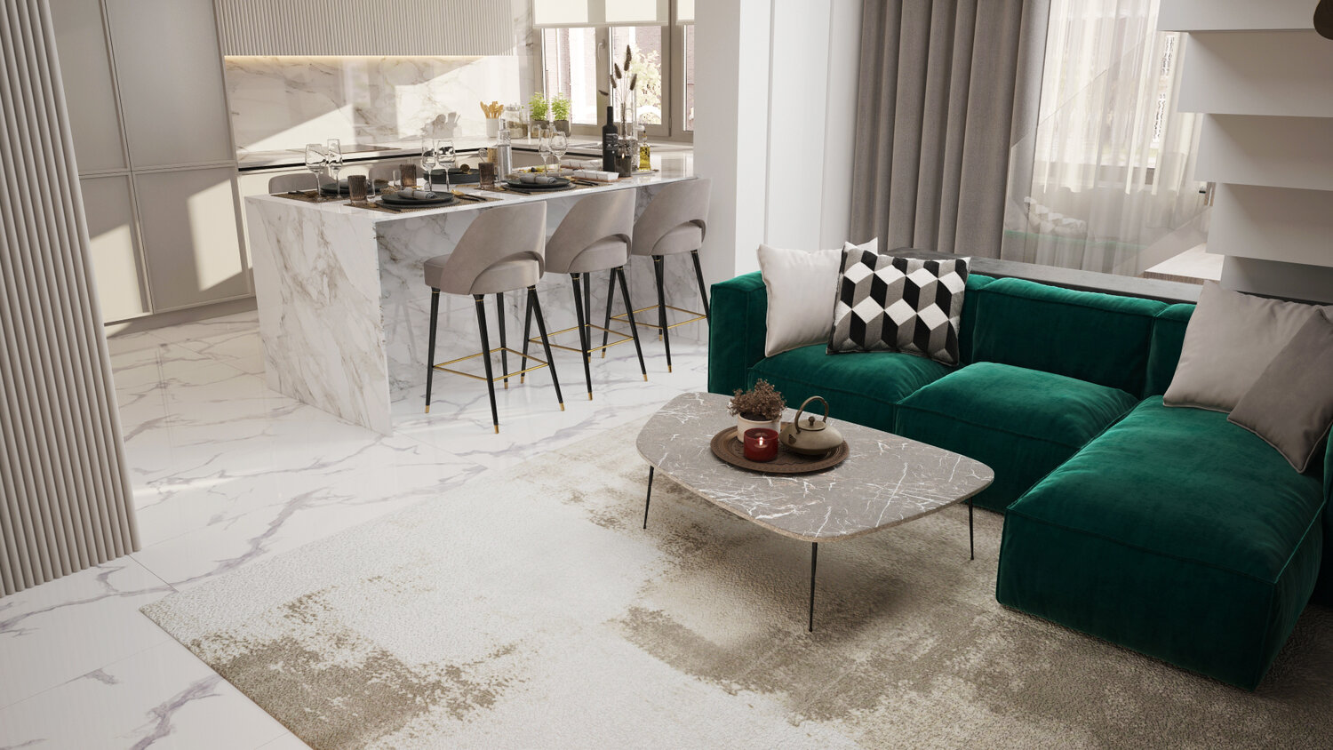 журнальный столик в скандинавском стиле в интерьере, интерьер, круглый журнальный столик в интерьере, дизайн интерьера, стол журнальный modern t123lx0