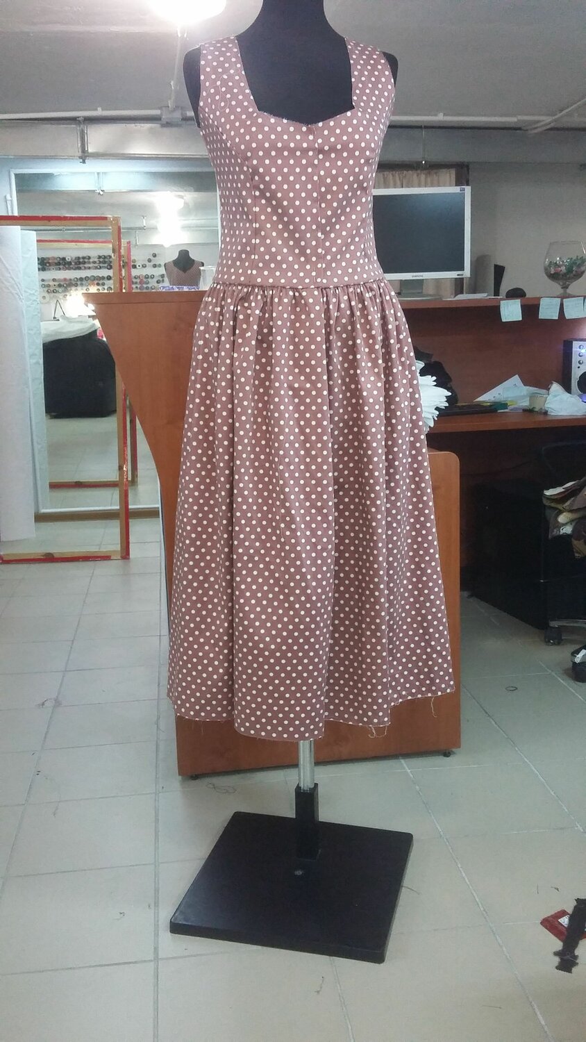 платье, платье в горошек, летнее платье, платье в стиле, пошив платья