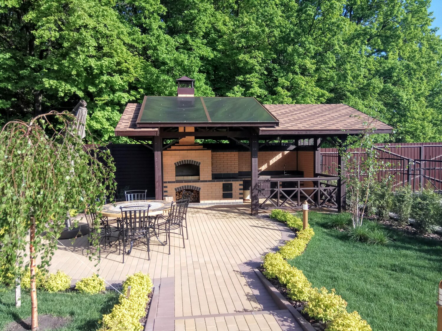 барбекю"витенево", открытая беседка с барбекю, беседка, навес для мангальной зоны, беседка с мангальной зоной угловая