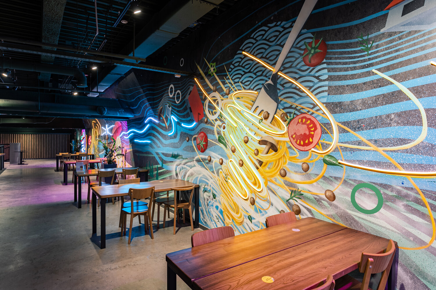 ресторан интерьер, дизайн интерьера ресторана, роспись стен в ресторане, стиль, консольный клуб бизнес