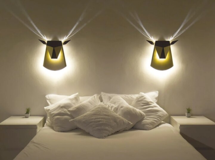 светильник popup lighting deer head, настенные светильники, настенные светильники в интерьере, креативные настенные светильники, настенные бра