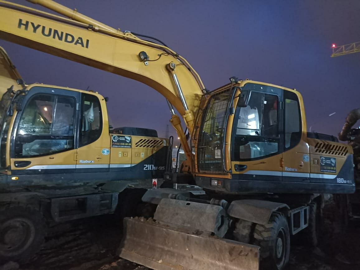 полноповоротный колесный экскаватор хендай 180, экскаватор hyundai, гусеничный экскаватор, экскаватор hyundai r180w-9s, колесный экскаватор hyundai 180w-95