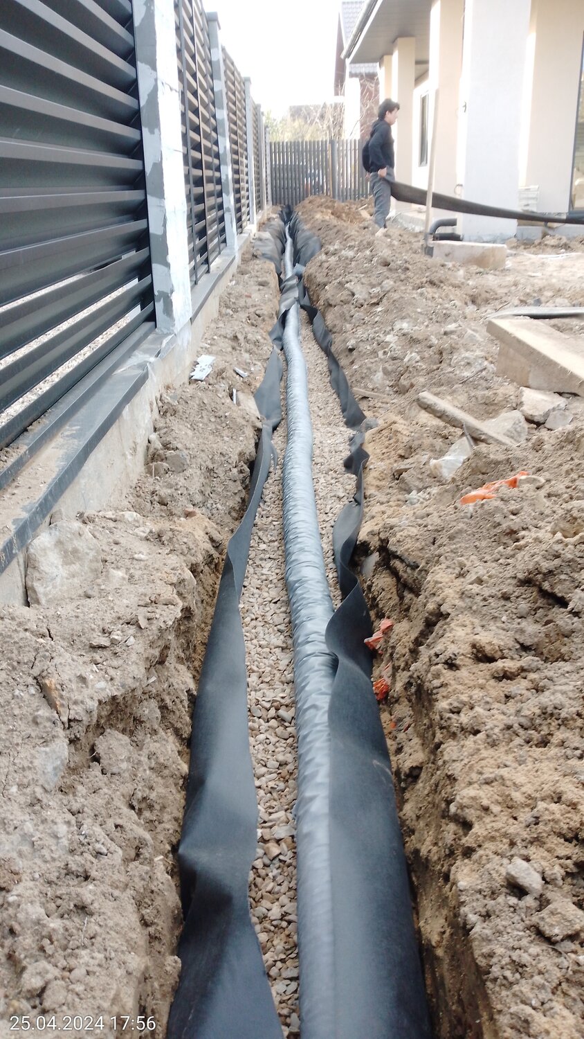 дренаж участка, дренажная труба, дренаж мзфл, дренаж вокруг дома, дренажные системы для отвода грунтовых вод