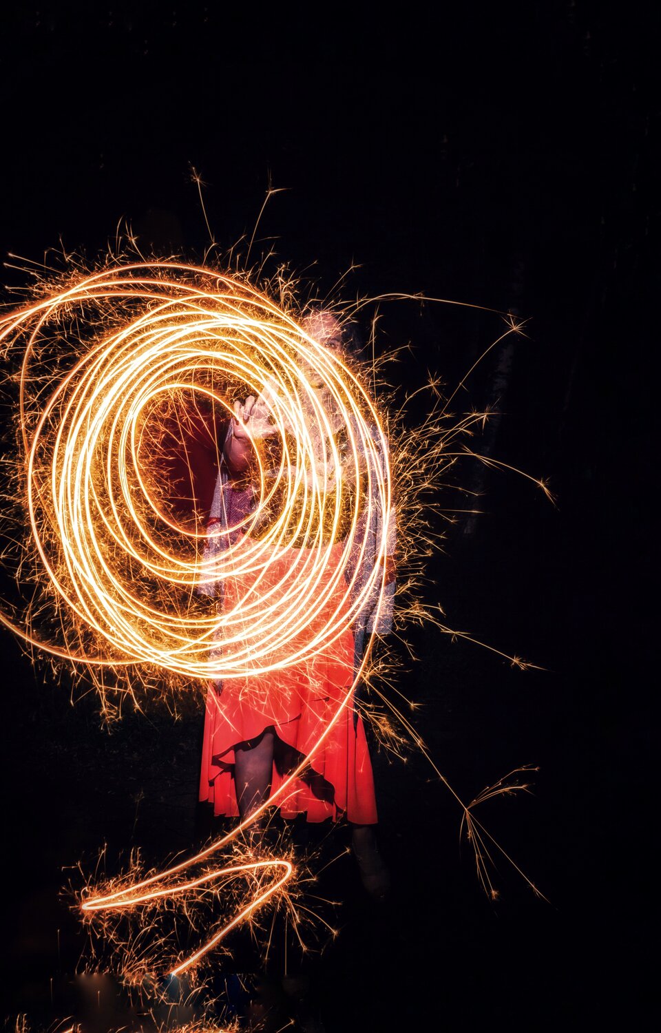 бенгальский огонь, спираль из огня, sparkler, огненная спираль, огней