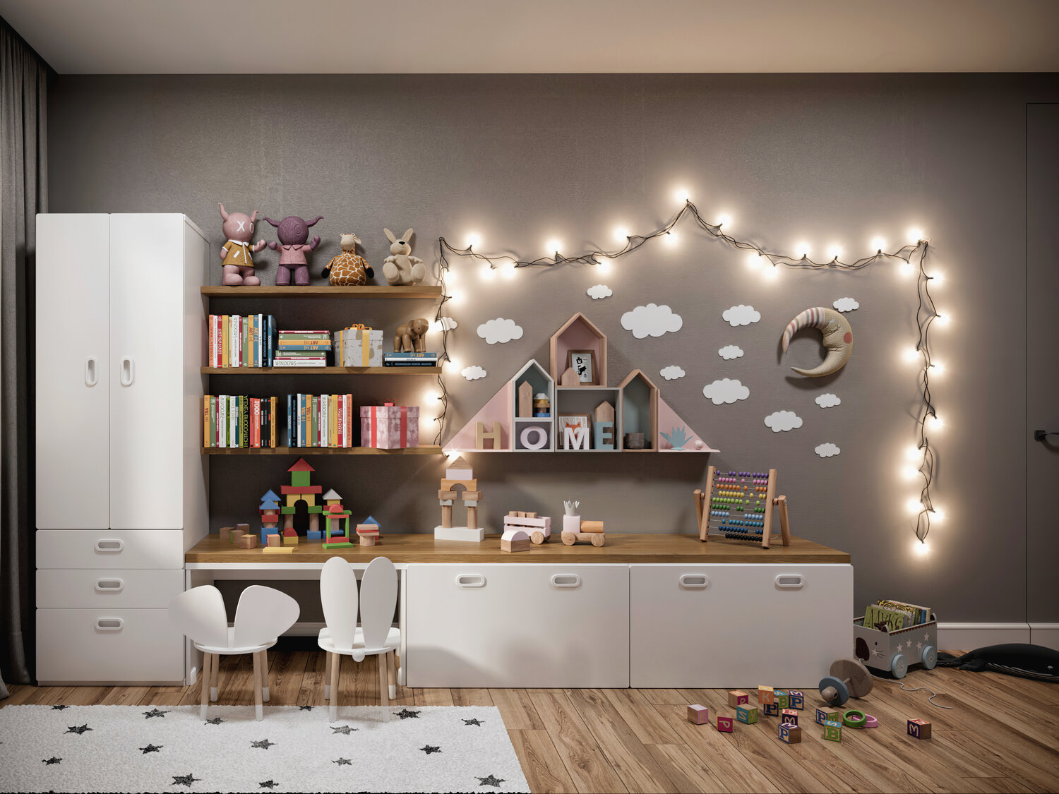 детская комната, звезды в интерьере детской комнаты, интерьер детской 2021, дизайн интерьера, легкий дизайн детской комнаты