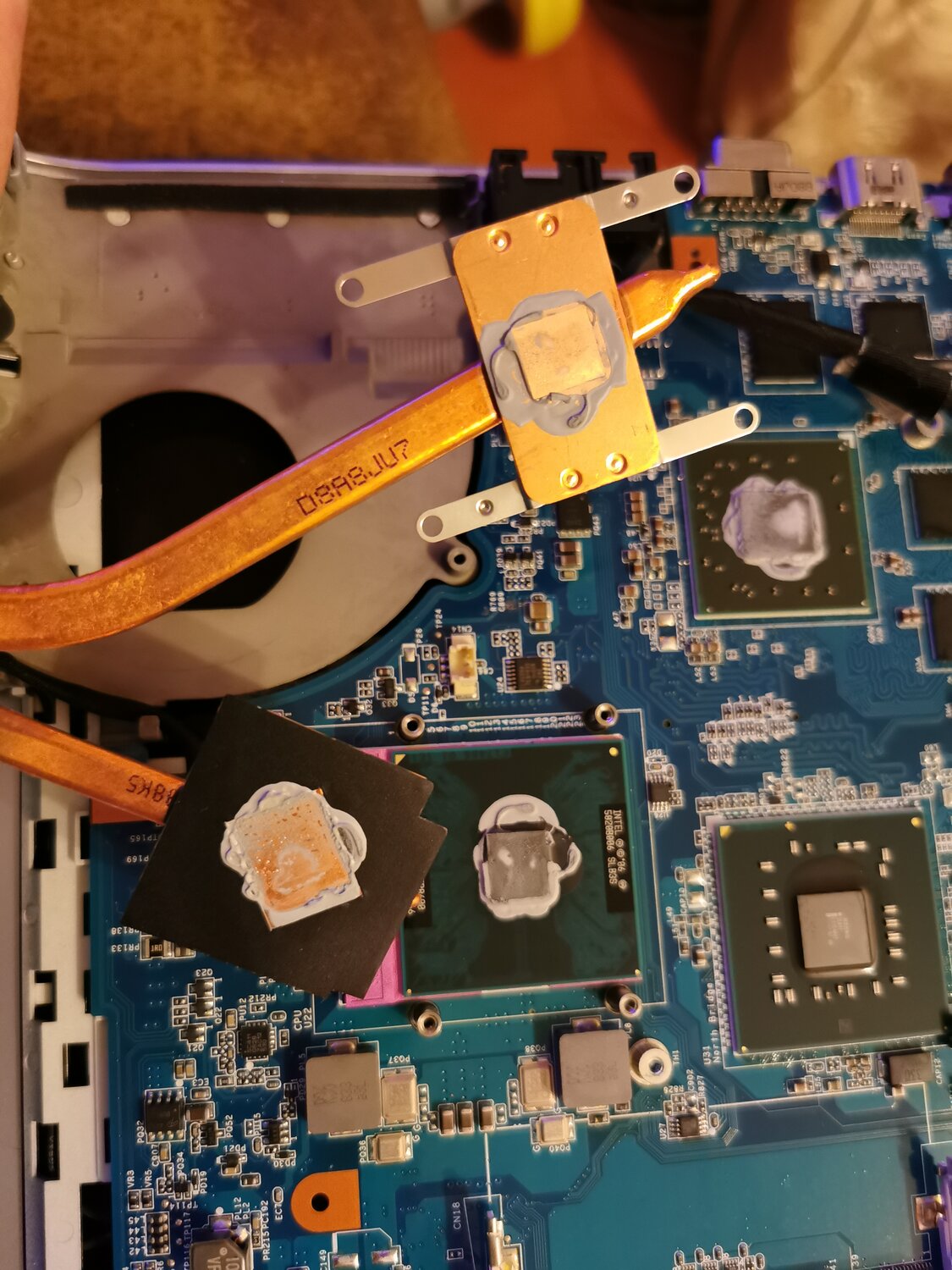 термопаста южный мост, термопаста для ноутбука, термопаста для ноутбука asus, заменить термопасту в ноутбуке, термопаста для ноутбука асус к 53