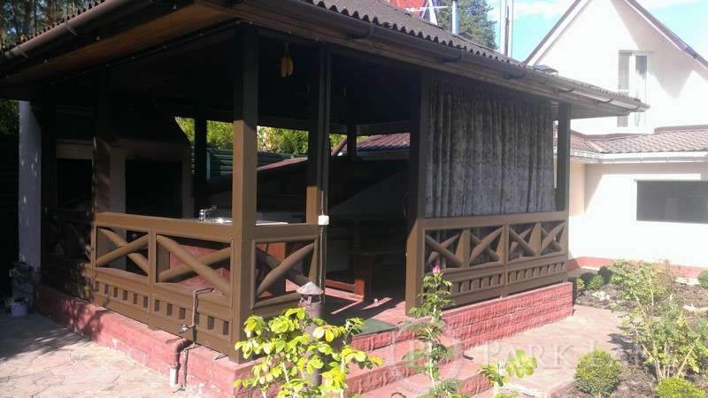 беседка терраса, веранда беседка, беседка деревянная, беседка к бане, гибкие окна для беседки