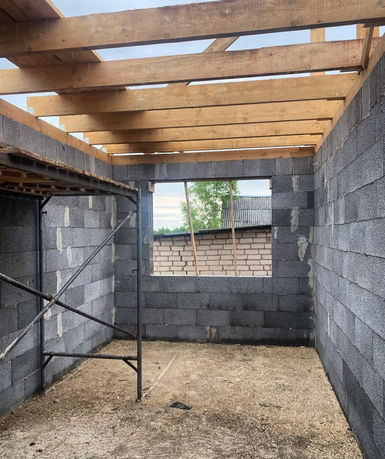 гараж из керамзитобетонных блоков, перекрытие крыши гаража, гараж из керамзитных блоков, гараж из газобетона, гараж из пеноблока