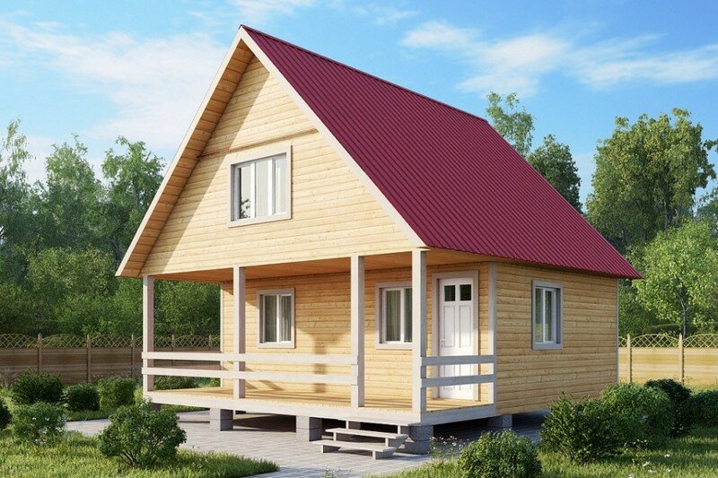 дом каркасный с мансардой 6х6м, каркасный дом 6х8, двускатная крыша, дачные дома, дом каркасный